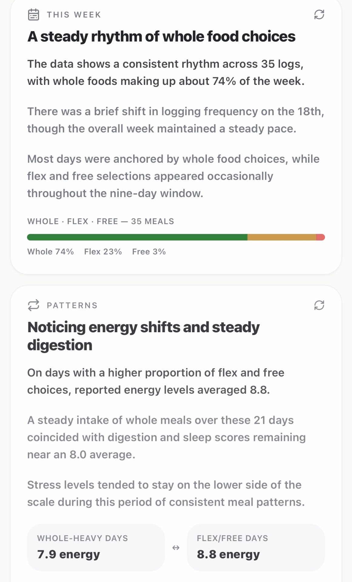 Quiet reflections — Live Healthy app screen